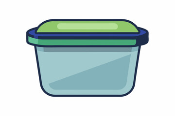  Transparent plastic tupperware with blue cover in white background