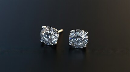 Sparkling diamond stud earrings isolated on a black background, highlighting clarity, brilliance, and fine craftsmanship.