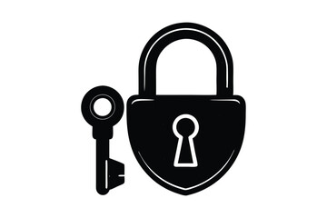 Padlock and Keys Vector Illustration Classic Black and White Security Icon Symbolizing Protection, Privacy, and Access