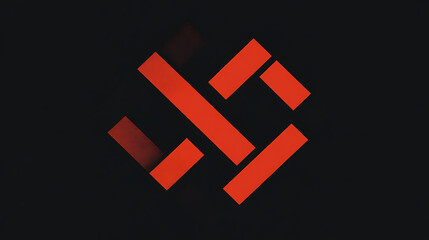 Obraz premium Minimalist illustration of geometric shapes in red on black background, symbolizing balance and contrast. design evokes modern aesthetic