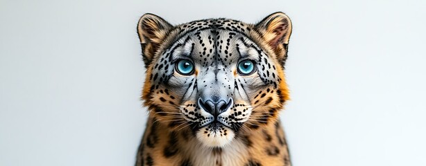 Fototapeta premium Realistic Snow Leopard Portrait with Piercing Eyes