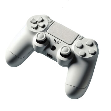 A white game controller for vedeo game console, isolated on a transparent background
