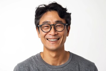 Fototapeta premium Portrait of attractive Asian man smiling in glasses.