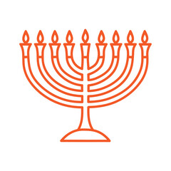 Traditional Menorah Silhouette Illustration,Elegant Seven-Branched Menorah Vector Art,Black Silhouette of a Classic Menorah,Jewish Menorah with Candles Vector Design