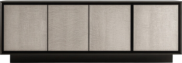 Fototapeta premium Modern minimalist sideboard with textured panels, interior furniture concept