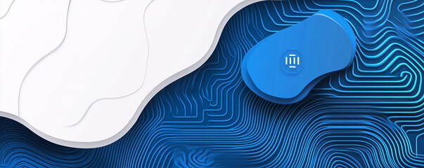 Modern abstract technology background featuring blue circuit lines and smooth white shapes, creating dynamic and innovative atmosphere