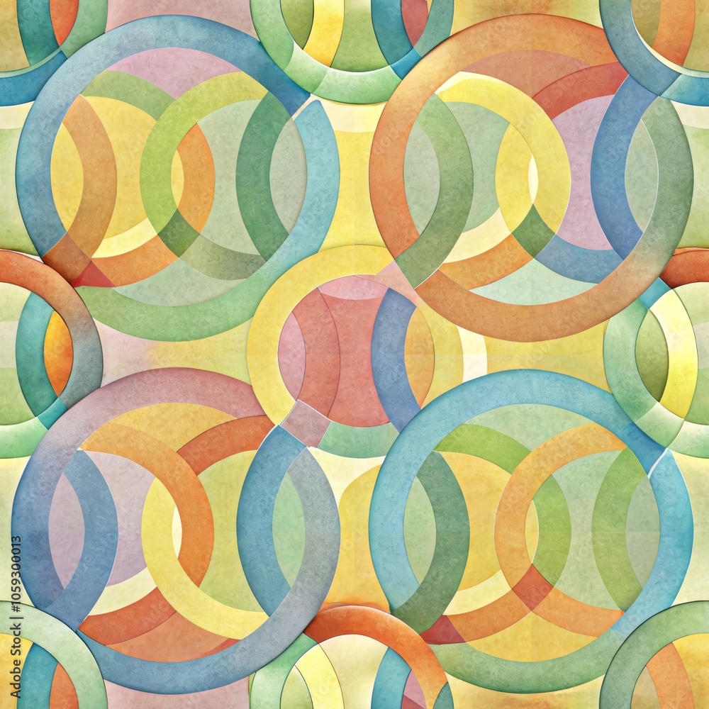 Poster colorful geometric overlapping circles in abstract pattern design