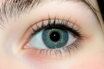 Obraz premium Close-up of a Blue Eye with Long Eyelashes