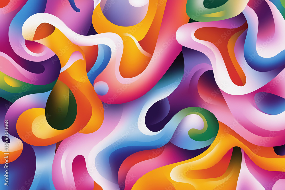 Poster colorful abstract patterns in vibrant hues creating a fluid design on a digital canvas