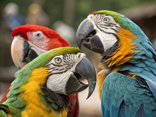 Obraz premium Cute Colorful Parrot Faces for Children's Activities and Nature Projects