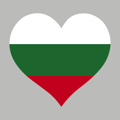 Bulgarian flag in heart shape, vector illustration on isolated background.