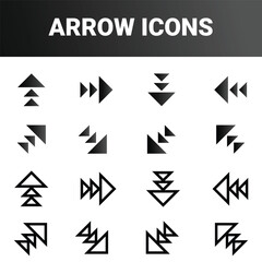 Simple minimalist directional arrow sign mark icons set design vector