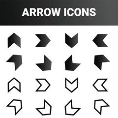 Simple minimalist directional arrow sign mark icons set design vector