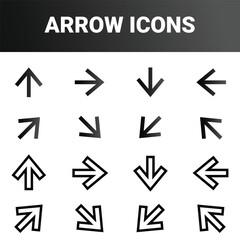 Simple minimalist directional arrow sign mark icons set design vector