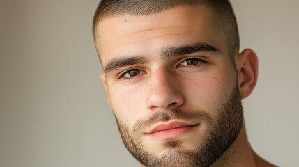 Obraz premium Young Man with Faded Haircut and Beard