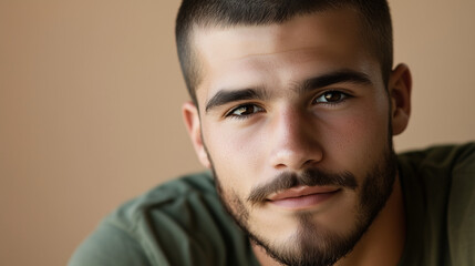 Obraz premium Young Man with Beard and Warm Smile