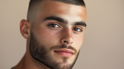 Obraz premium Side Portrait of Man with Faded Haircut