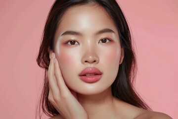 Young Asian woman with natural makeup and fresh skin.