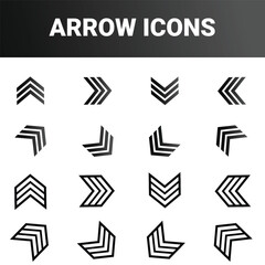 Simple minimalist directional arrow sign mark icons set design vector