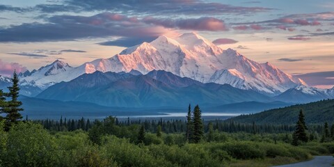 Dawn Mount McKinley Long Exposure