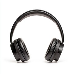 Fototapeta premium Sleek black headphones designed for comfort and quality sound, featuring cushioned ear cups and an adjustable headband.