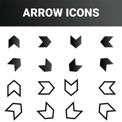 Simple minimalist directional arrow sign mark icons set design vector