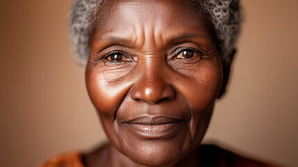 Obraz premium Elderly Black Woman with Intense Look and Wrinkles