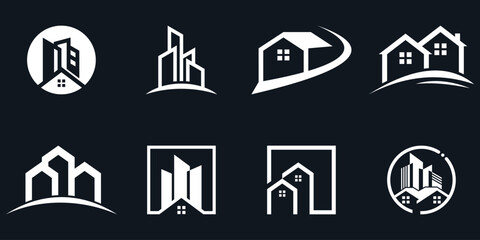 Real estate logo design collection template Premium Vector