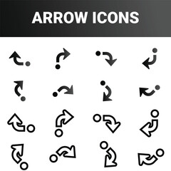 Simple minimalist directional arrow sign mark icons set design vector