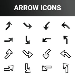 Simple minimalist directional arrow sign mark icons set design vector