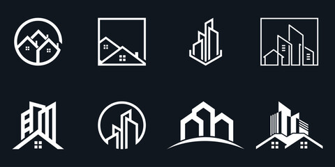 Real estate logo design collection template Premium Vector