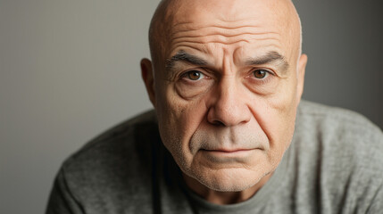 Obraz premium Bald Elderly Man with Serious Expression