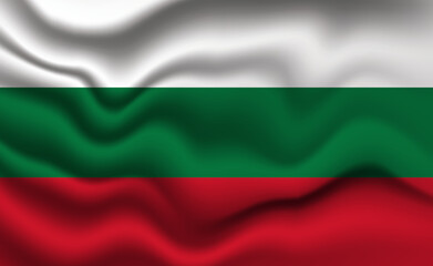Obraz premium Waving Bulgarian Flag 3D Illustration. The National Flag of Bulgaria.