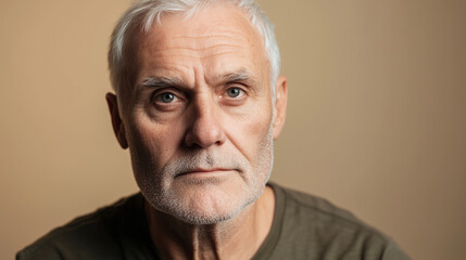 Obraz premium Confident Older Man with Gray Hair and Strong Presence