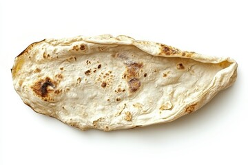 Unfilled naan bread ready for stuffing viewed from above on a white background