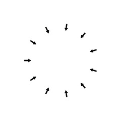 Arrow radial spread vector. Circle dilation sign
