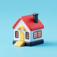 Charming Miniature House on Vibrant Blue Background