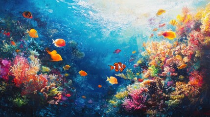 Naklejka premium Vibrant Underwater Paradise