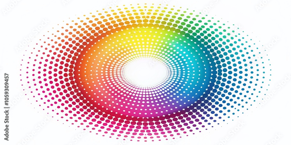 Poster dotted circular logo design with halftone texture for modern applications - concentric dots on white