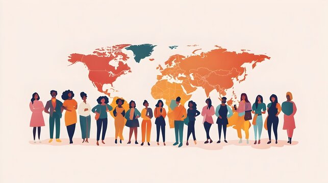 World population density map,with vector characters located in the most populated areas. World Population Day design, earth day, World environment Day, world Humanitarian day Population. Globaliza