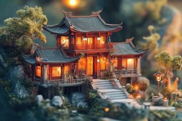 Obraz premium Chinese house with generative ai