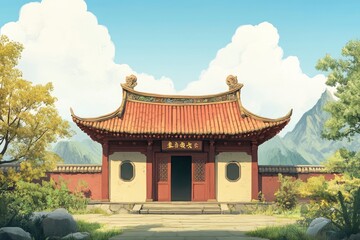 Fototapeta premium Chinese house with generative ai