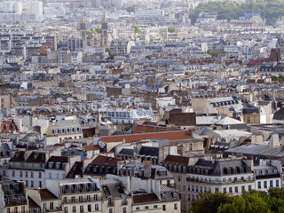Paris aerial view seen from the towers of Notre Dame cathedral