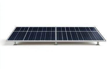 Close-up image of a single solar panel, showcasing its photovoltaic cells and intricate details, isolated on a bright white background