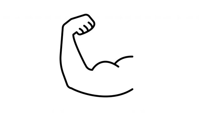 Muscle animated line icon. Black color line icon animation. 4K video with transparent background