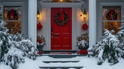 Snowy Christmas Porch