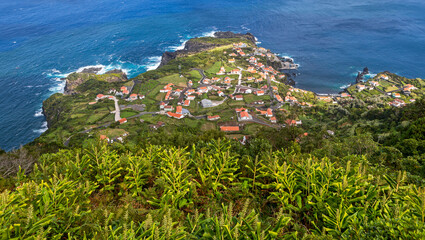 View from Miradouro da Fajã do Ouvidor at Faja do Ouvidor - Northern Coast of Sao Jorge (Azores islands)