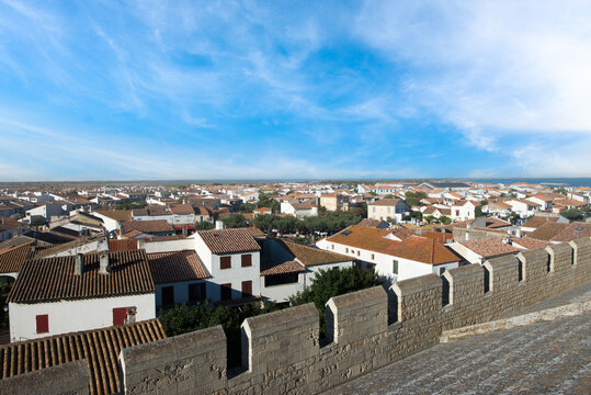 Overview of Saintes-Maries-de-la-Mer seen from the rooftop of the cathedral.