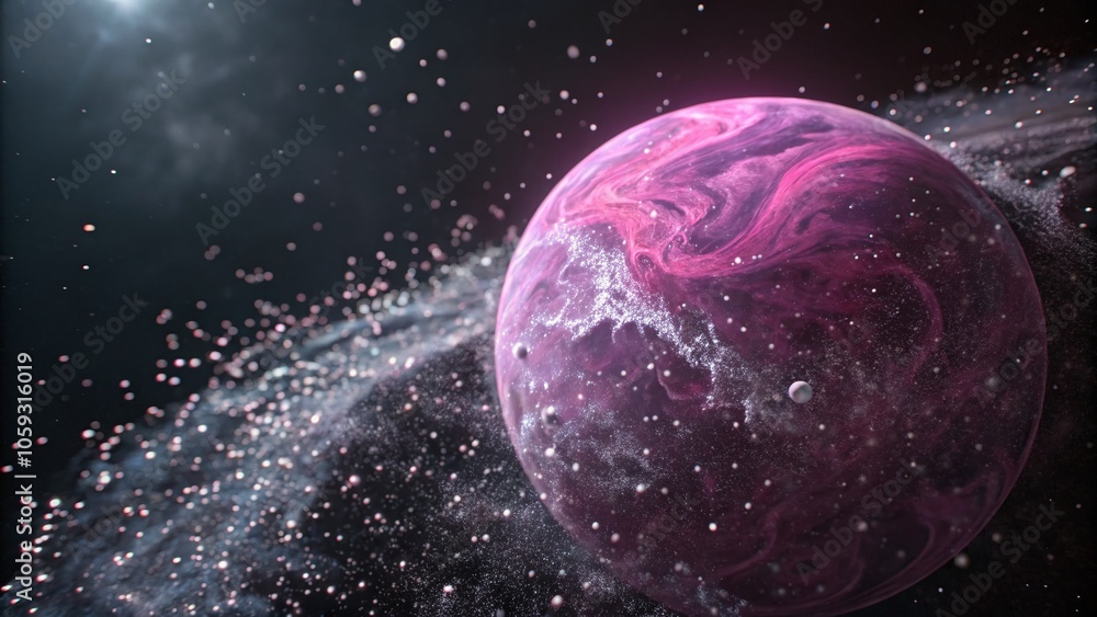 Aufkleber elegant abstract pink purple sphere with bokeh effect and floating particles in motion