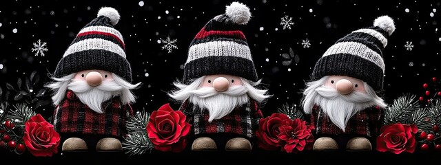 Gnome elf cute hat pattern scandinavian cartoon little design christmas. Red print elf cute gnome illustration set tree character santa holiday gift animal winter funny nordic merry art texture happy